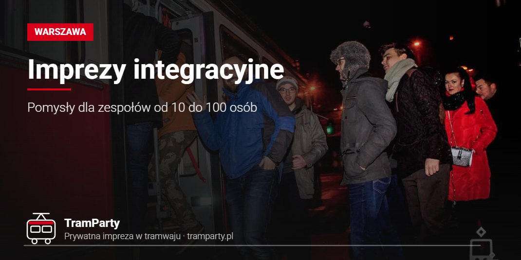 Imprezy integracyjne – Pomysły dla zespołów od 10 do 100 osób Imprezy integracyjne w Warszawie – zespół wsiada wieczorem do imprezowego tramwaju TramParty