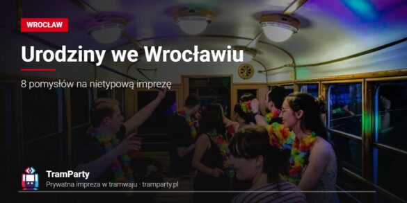 Urodziny we Wrocławiu – goście bawią się w imprezowym tramwaju TramParty przy kolorowych światłach