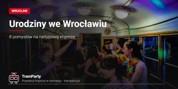 Urodziny we Wrocławiu – goście bawią się w imprezowym tramwaju TramParty przy kolorowych światłach