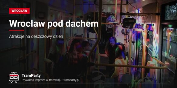 Wrocław – atrakcje pod dachem: wnętrze imprezowego tramwaju TramParty z kolorowym oświetleniem
